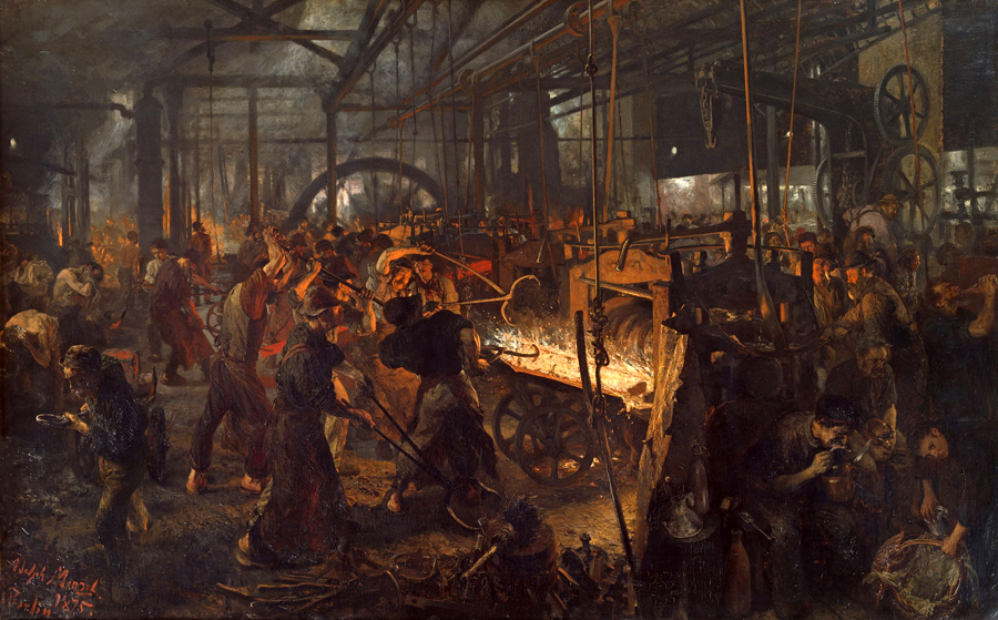 Adolph von Menzel: Fabbrica di laminazione del ferro (Moderne Cyklopen) 1872–1875