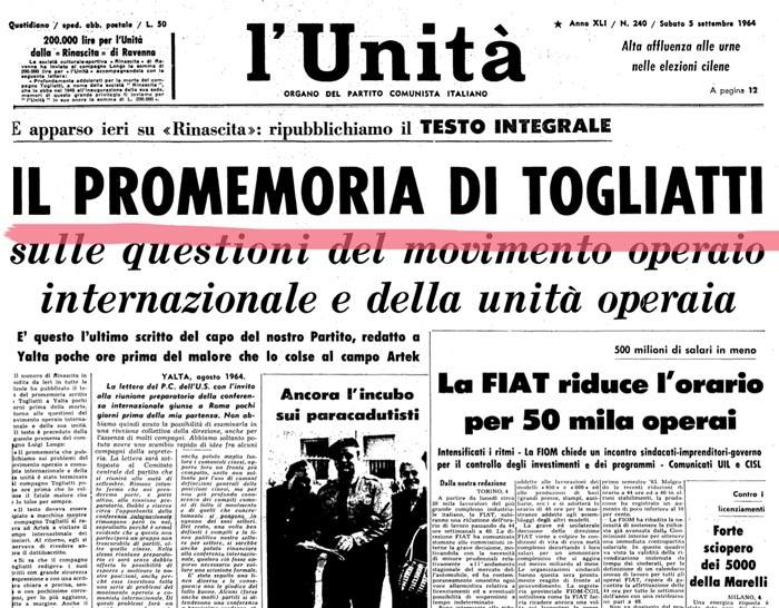 P. Togliatti, Promemoria di Yalta