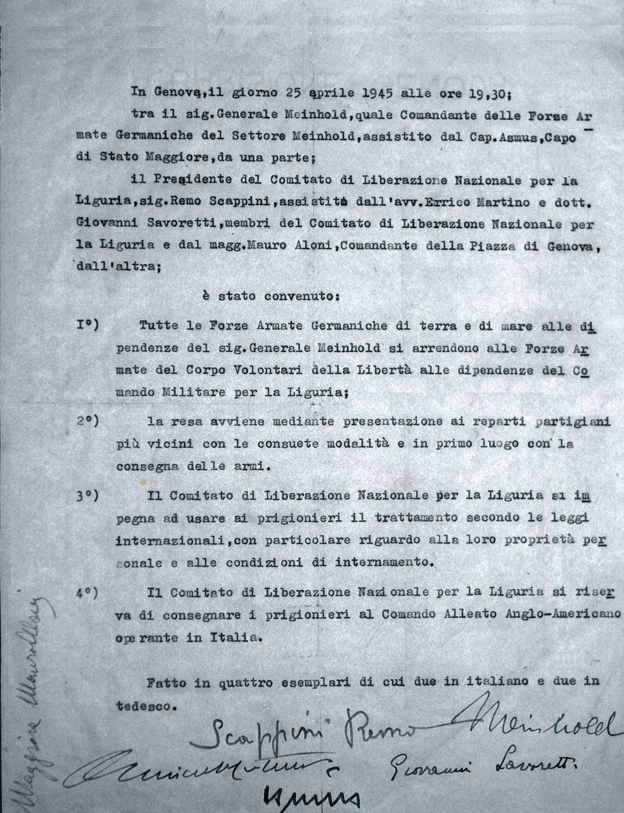 Genova, 25 aprile 1945: l'atto di resa firmato a Villa Migone - Museo del Risorgimento di Genova
